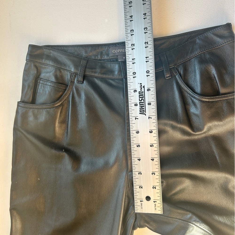 Copper Key Black Genuine Leather Straight Leg Pants Size 11 - Picture 6 of 9